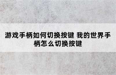 游戏手柄如何切换按键 我的世界手柄怎么切换按键